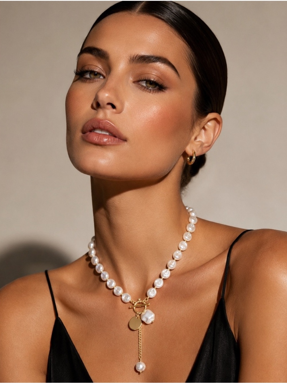 NEW Mayamar Coin Pearl Charm Toggle Statement Layered Boho Necklace Coastal